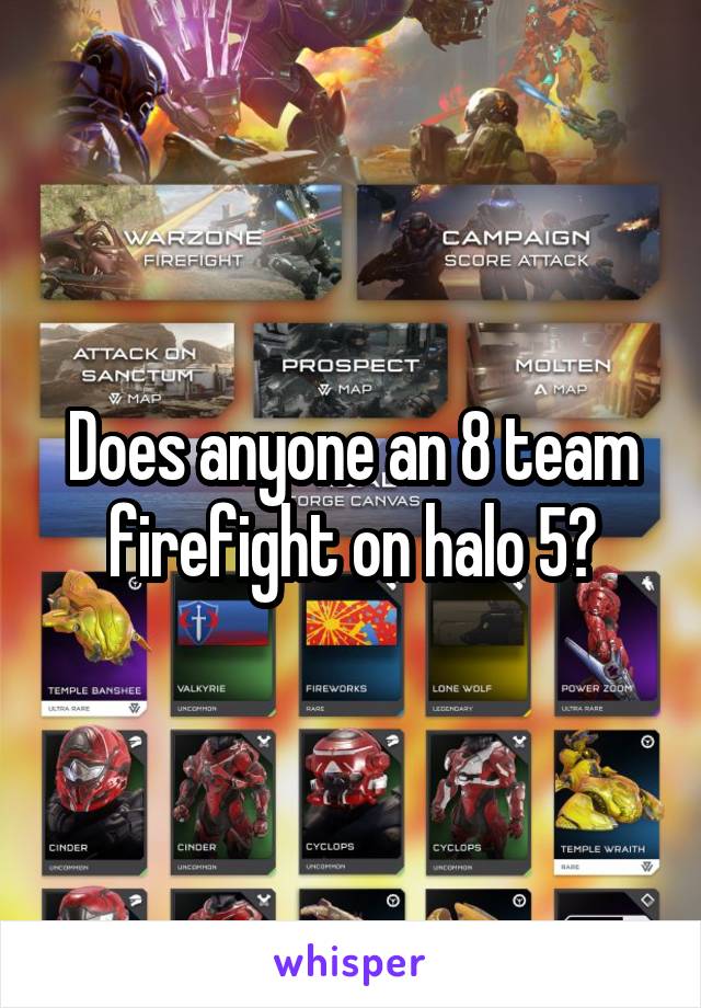 Does anyone an 8 team firefight on halo 5?