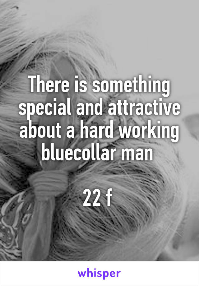 There is something special and attractive about a hard working bluecollar man 

22 f 