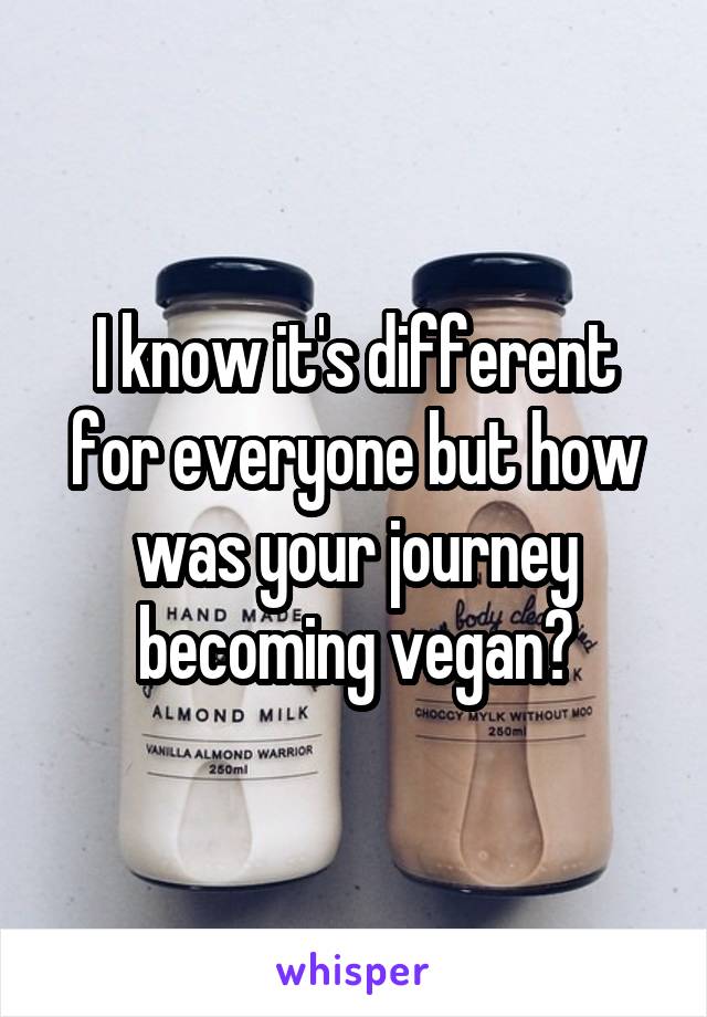 I know it's different for everyone but how was your journey becoming vegan?