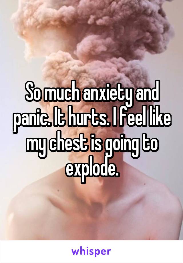 So much anxiety and panic. It hurts. I feel like my chest is going to explode.