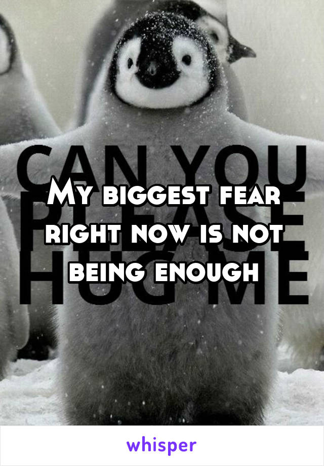 My biggest fear right now is not being enough