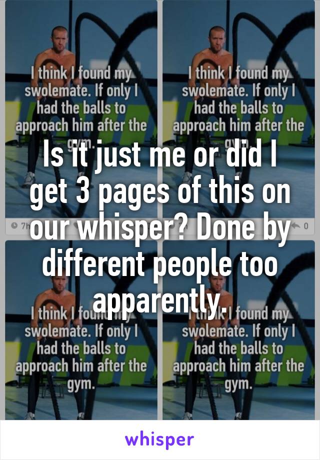 Is it just me or did I get 3 pages of this on our whisper? Done by different people too apparently.