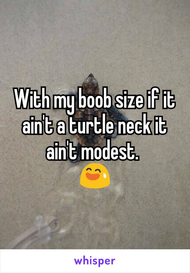 With my boob size if it ain't a turtle neck it ain't modest. 
😅