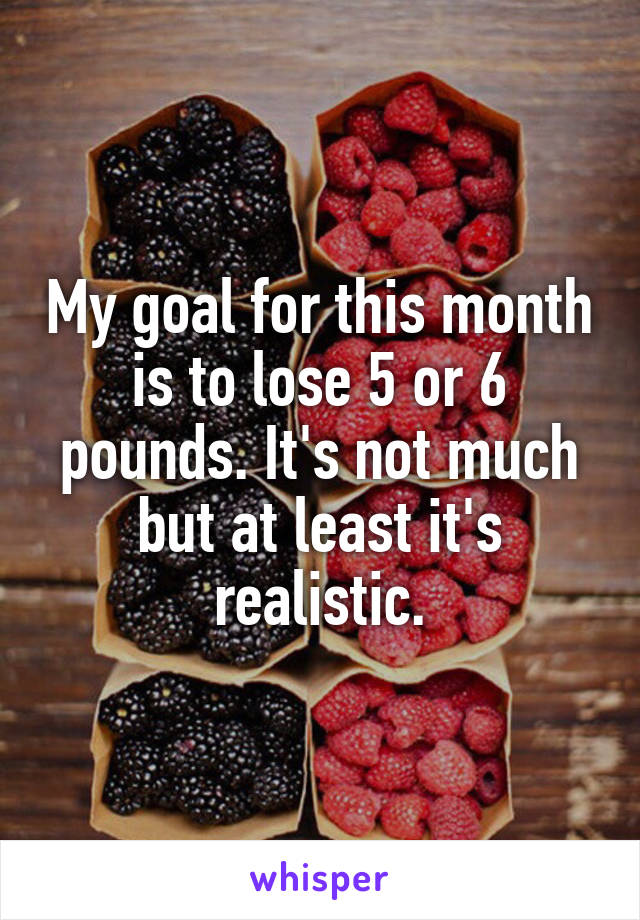 My goal for this month is to lose 5 or 6 pounds. It's not much but at least it's realistic.