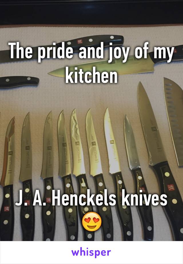 The pride and joy of my kitchen




J. A. Henckels knives 
😍