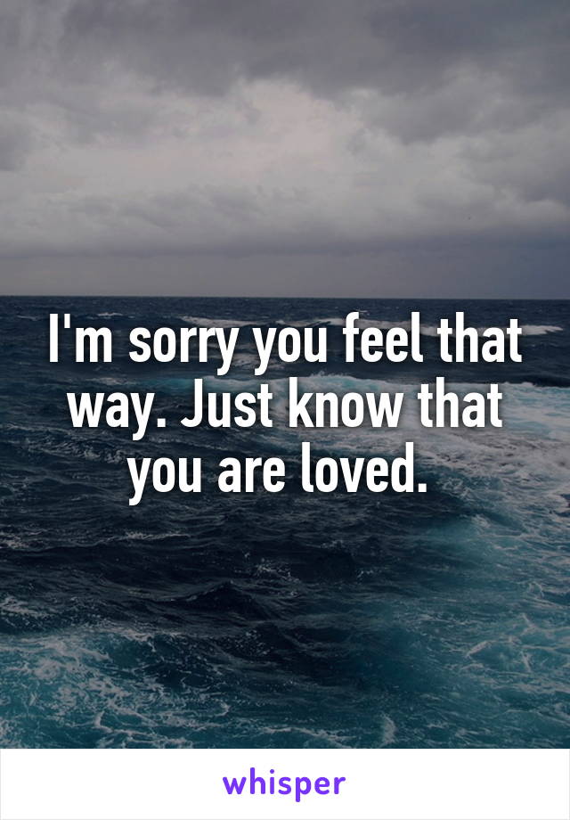 I'm sorry you feel that way. Just know that you are loved. 