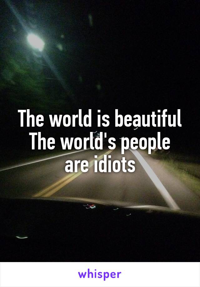 The world is beautiful
The world's people are idiots