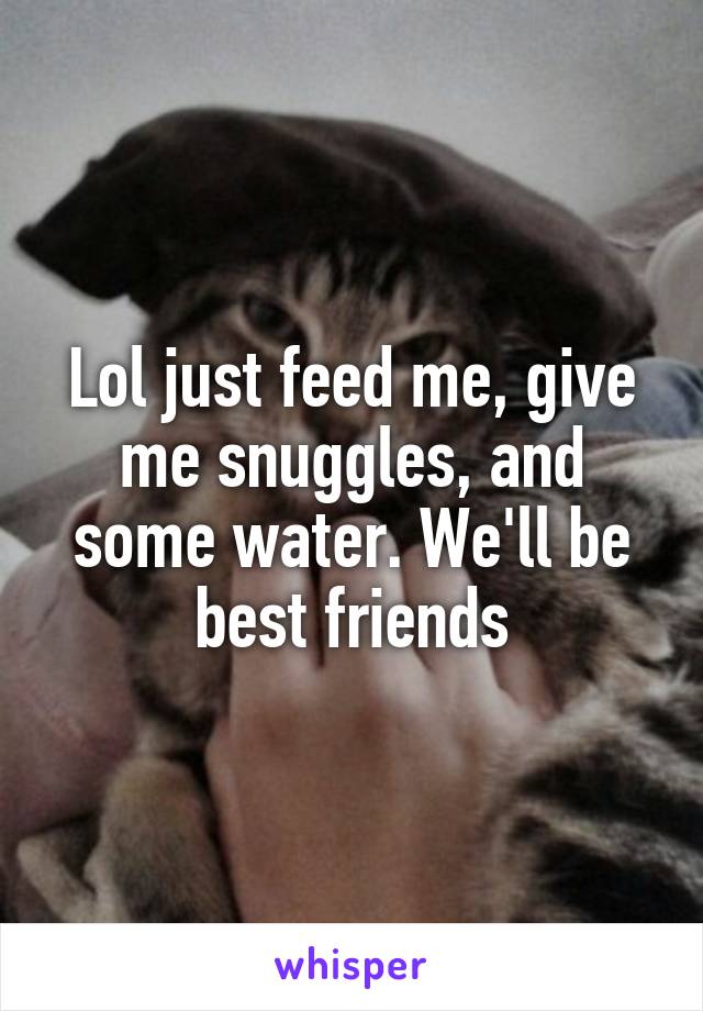 Lol just feed me, give me snuggles, and some water. We'll be best friends