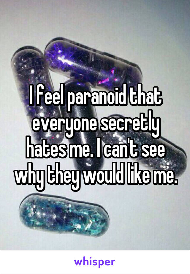 I feel paranoid that everyone secretly hates me. I can't see why they would like me.