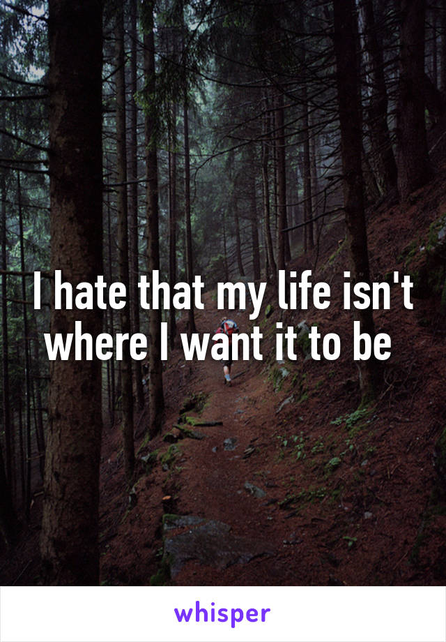 I hate that my life isn't where I want it to be 