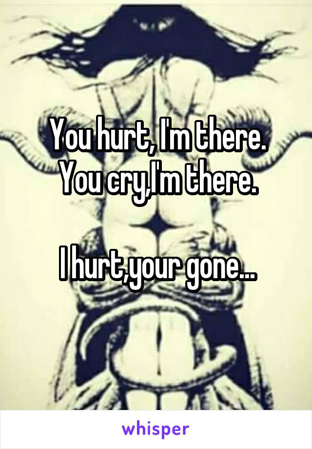 You hurt, I'm there.
You cry,I'm there.

I hurt,your gone...
