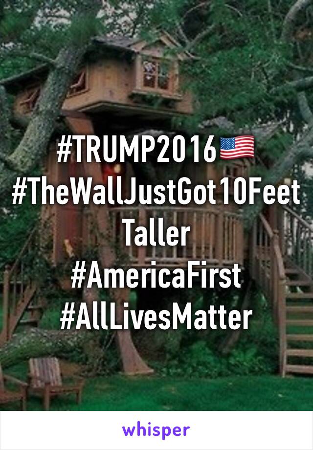 #TRUMP2016🇺🇸
#TheWallJustGot10FeetTaller
#AmericaFirst
#AllLivesMatter