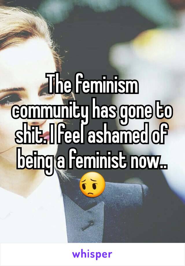 The feminism community has gone to shit. I feel ashamed of being a feminist now.. 😔