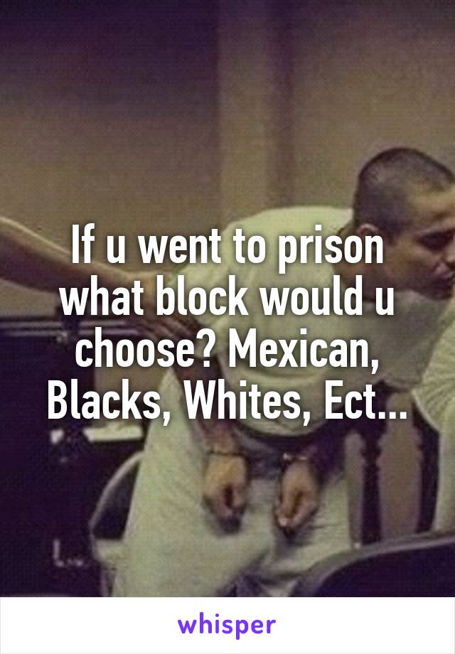 If u went to prison what block would u choose? Mexican, Blacks, Whites, Ect...