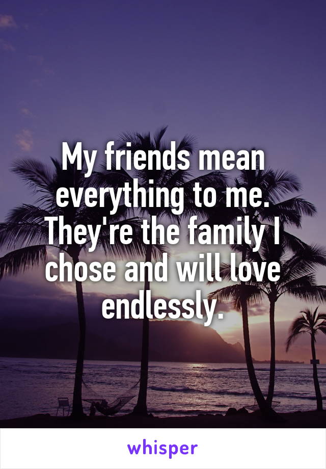 My friends mean everything to me. They're the family I chose and will love endlessly.