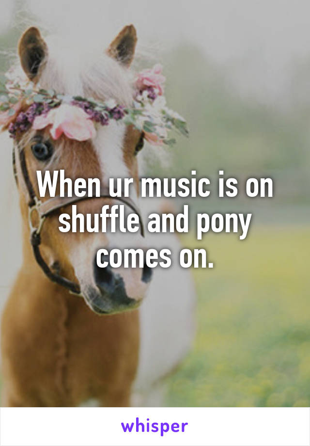 When ur music is on shuffle and pony comes on.