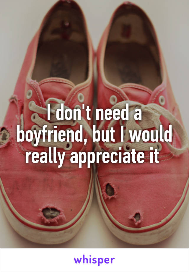 I don't need a boyfriend, but I would really appreciate it 