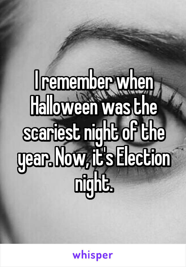 I remember when Halloween was the scariest night of the year. Now, it's Election night.