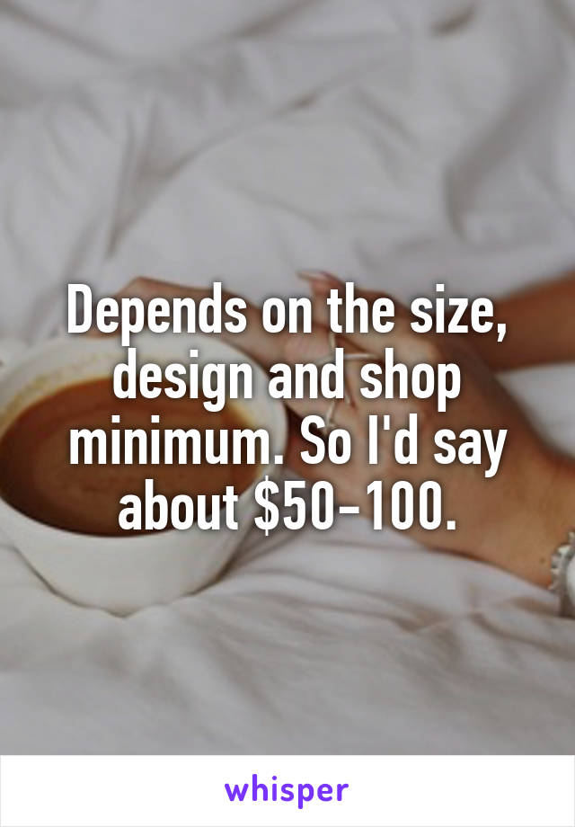 Depends on the size, design and shop minimum. So I'd say about $50-100.