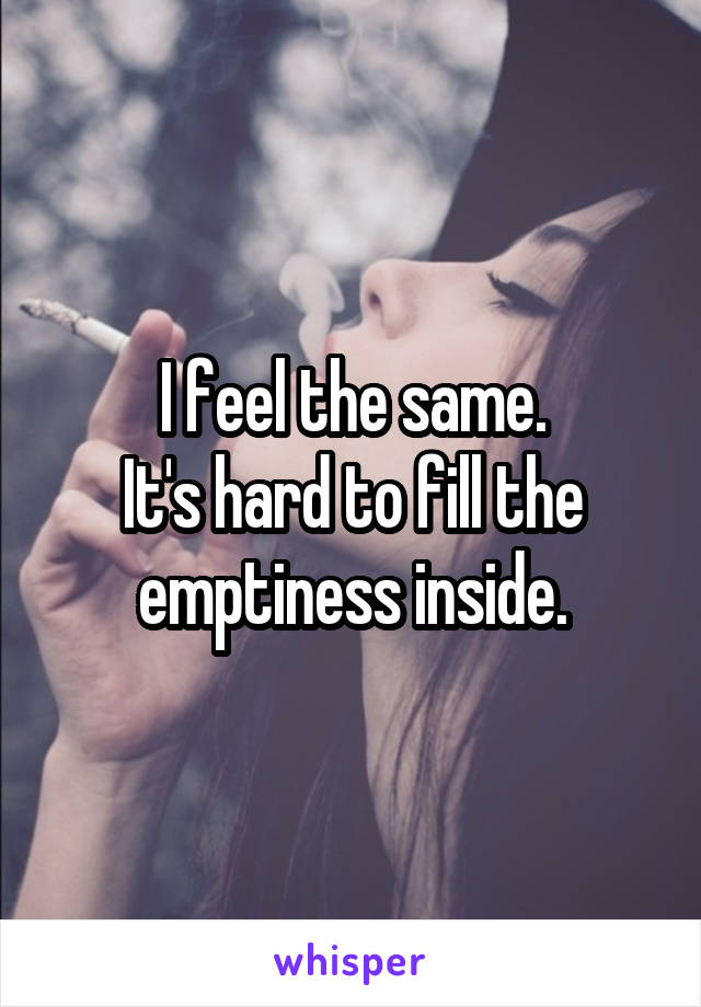 I feel the same.
It's hard to fill the emptiness inside.