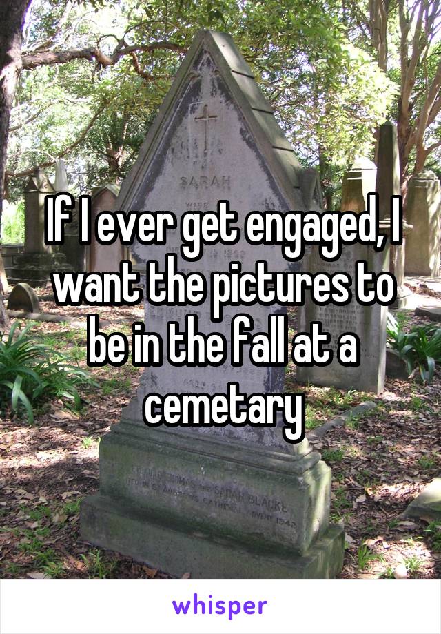 If I ever get engaged, I want the pictures to be in the fall at a cemetary