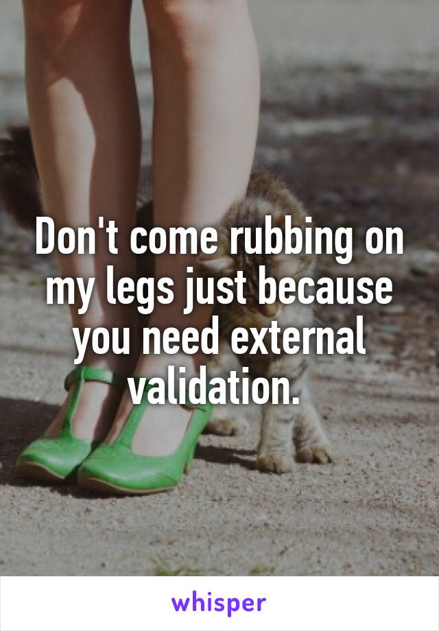 Don't come rubbing on my legs just because you need external validation. 