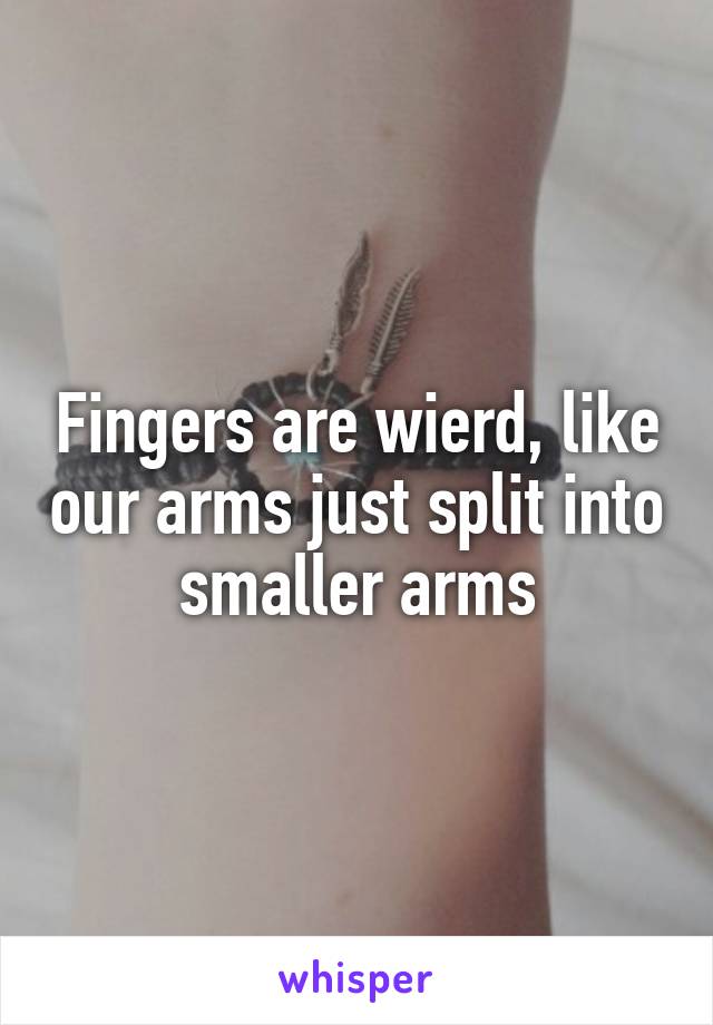 Fingers are wierd, like our arms just split into smaller arms