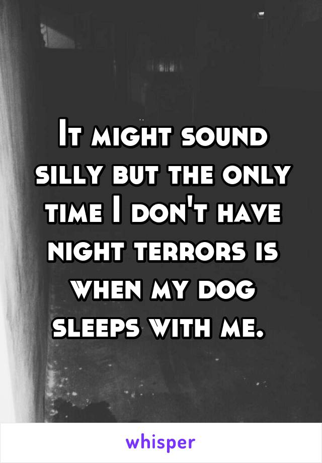It might sound silly but the only time I don't have night terrors is when my dog sleeps with me. 