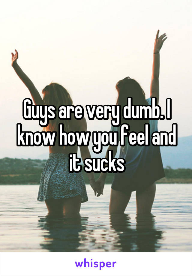 Guys are very dumb. I know how you feel and it sucks