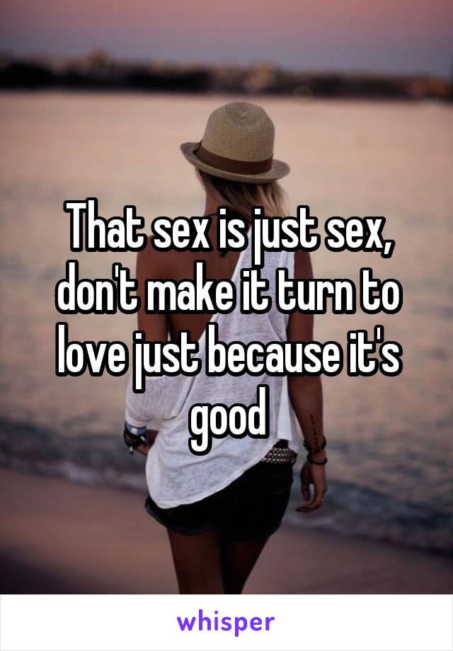 That sex is just sex, don't make it turn to love just because it's good