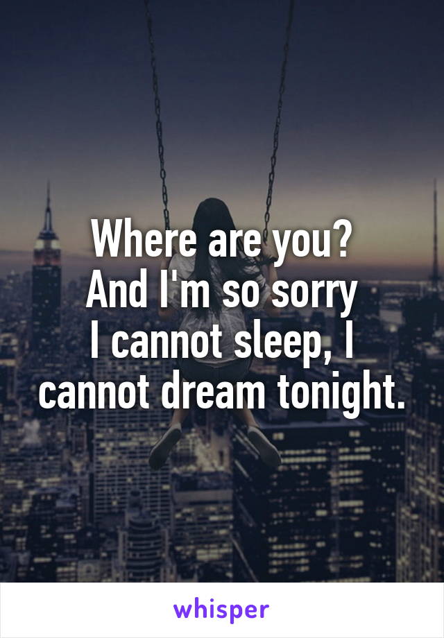 Where are you?
And I'm so sorry
I cannot sleep, I cannot dream tonight.