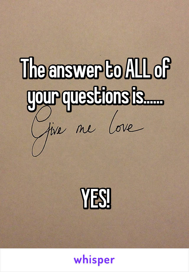 The answer to ALL of your questions is......



YES!
