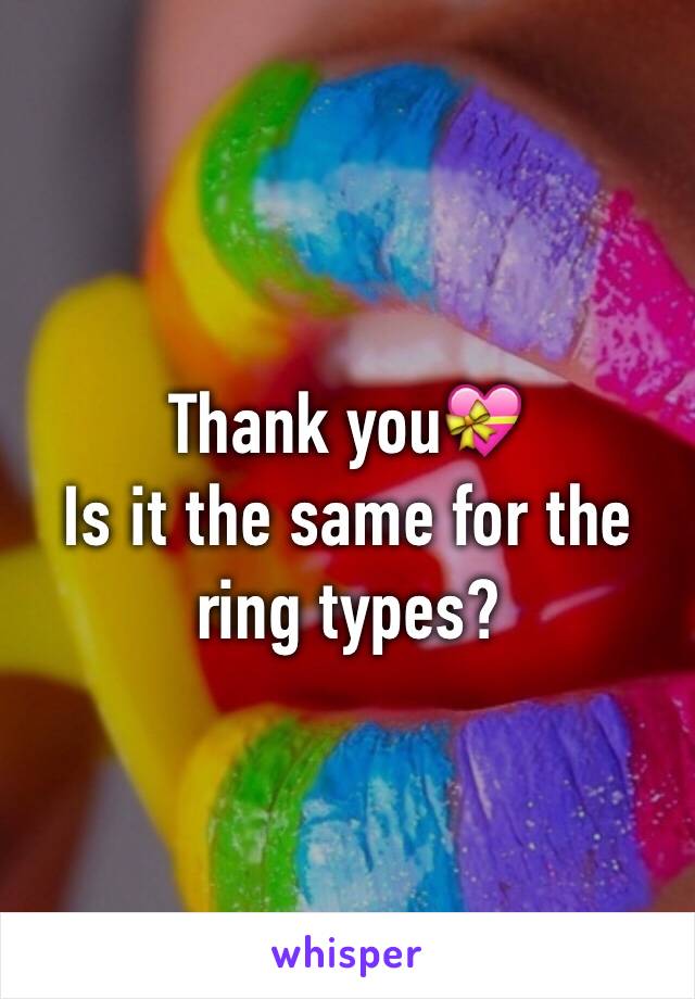  
Thank you💝
Is it the same for the ring types?
