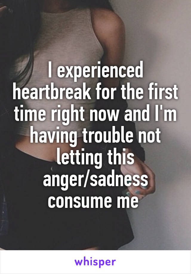 I experienced heartbreak for the first time right now and I'm having trouble not letting this anger/sadness consume me 