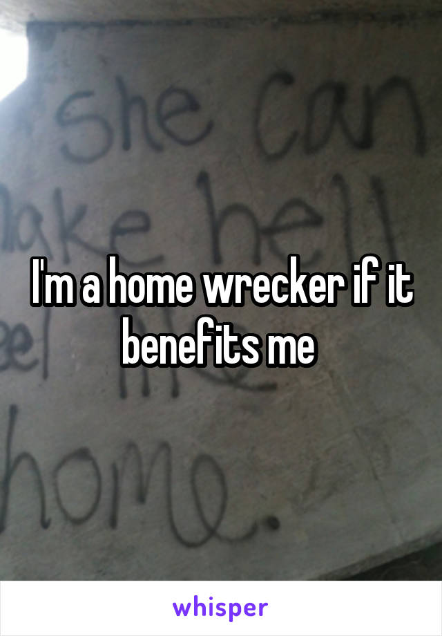 I'm a home wrecker if it benefits me 