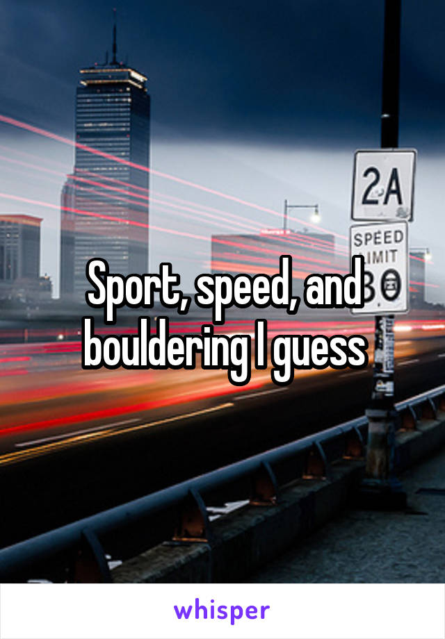 Sport, speed, and bouldering I guess