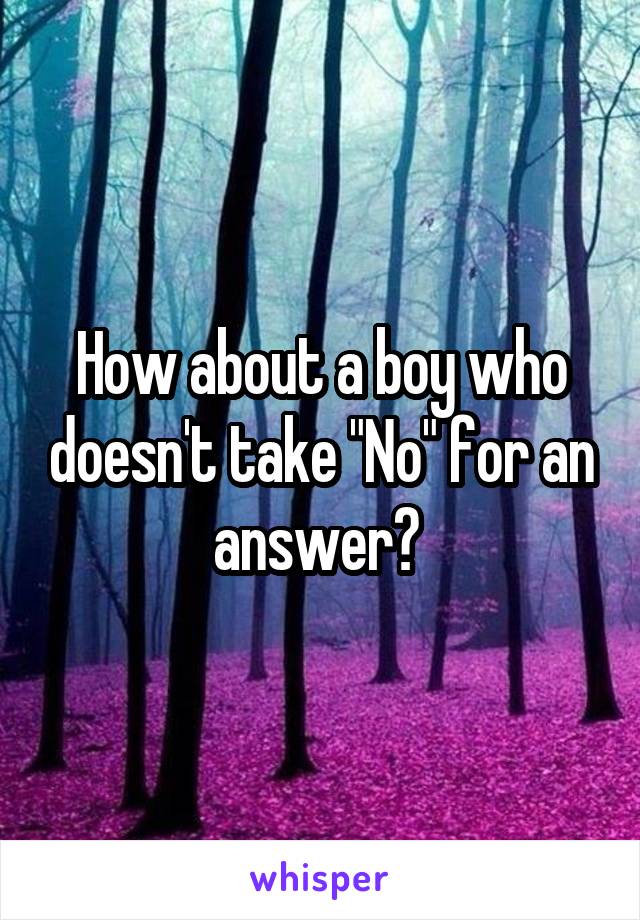 How about a boy who doesn't take "No" for an answer? 