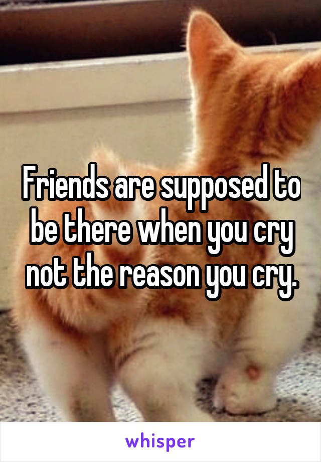 Friends are supposed to be there when you cry not the reason you cry.