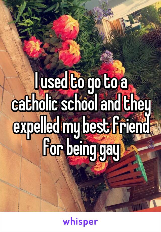 I used to go to a catholic school and they expelled my best friend for being gay