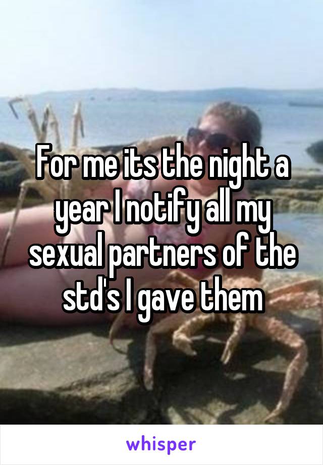 For me its the night a year I notify all my sexual partners of the std's I gave them