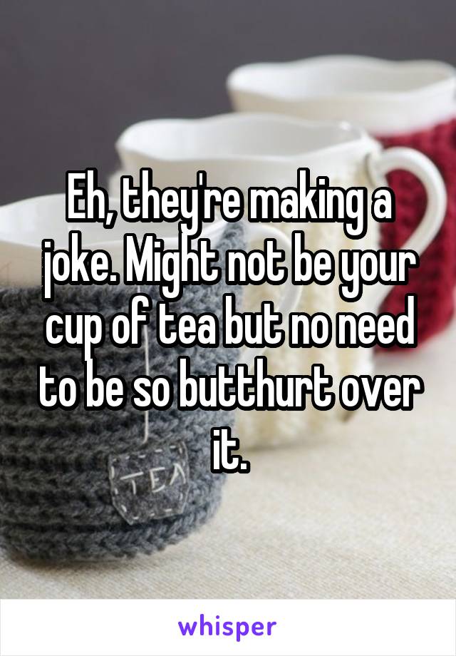 Eh, they're making a joke. Might not be your cup of tea but no need to be so butthurt over it.