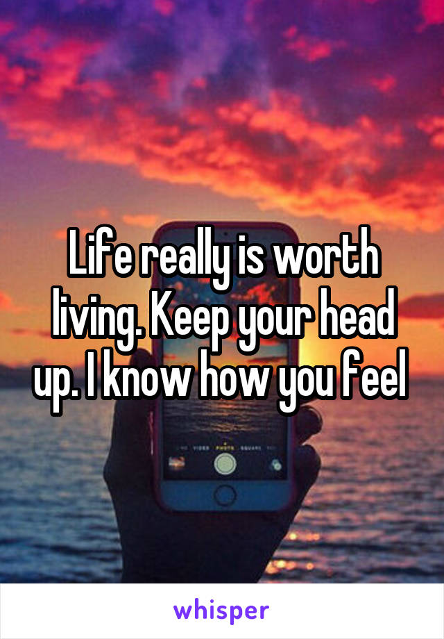 Life really is worth living. Keep your head up. I know how you feel 