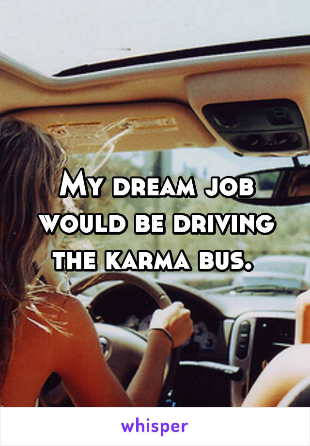My dream job would be driving the karma bus. 