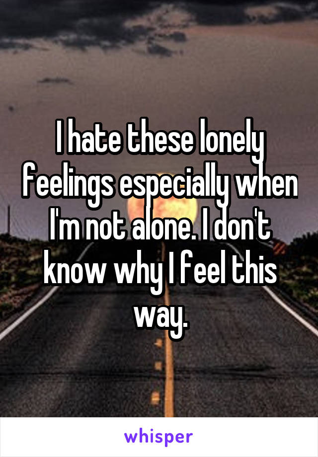 I hate these lonely feelings especially when I'm not alone. I don't know why I feel this way.