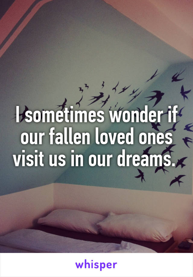 I sometimes wonder if our fallen loved ones visit us in our dreams. 
