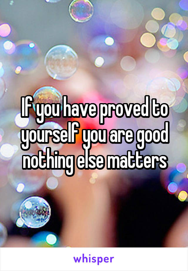If you have proved to yourself you are good nothing else matters