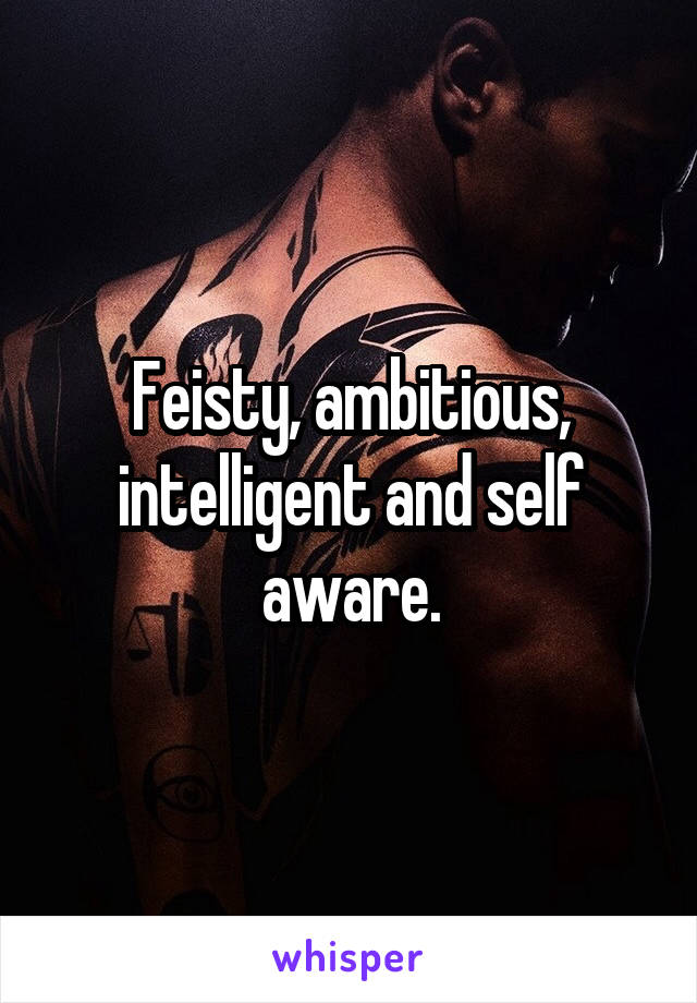 Feisty, ambitious, intelligent and self aware.