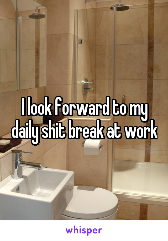 I look forward to my daily shit break at work