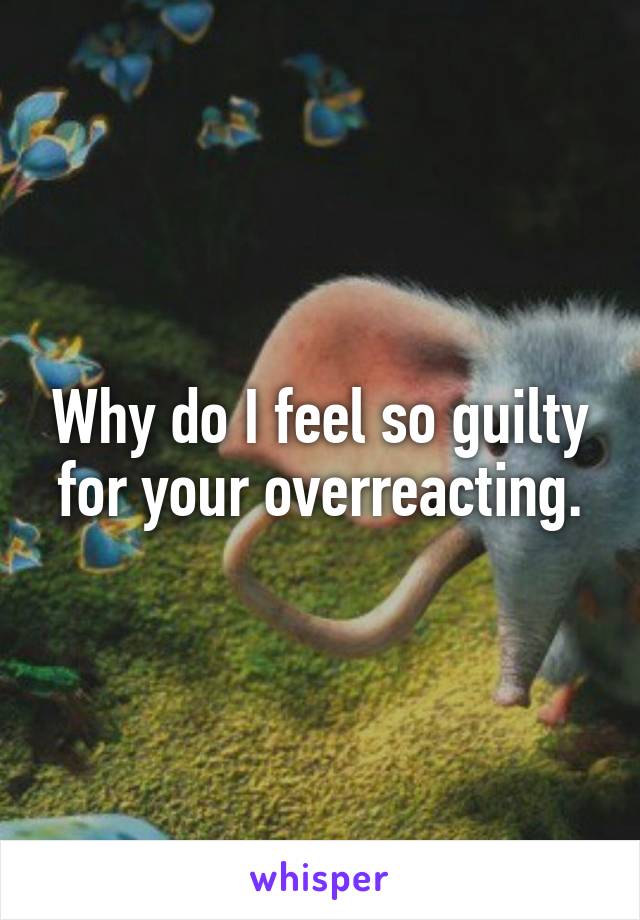 Why do I feel so guilty for your overreacting.