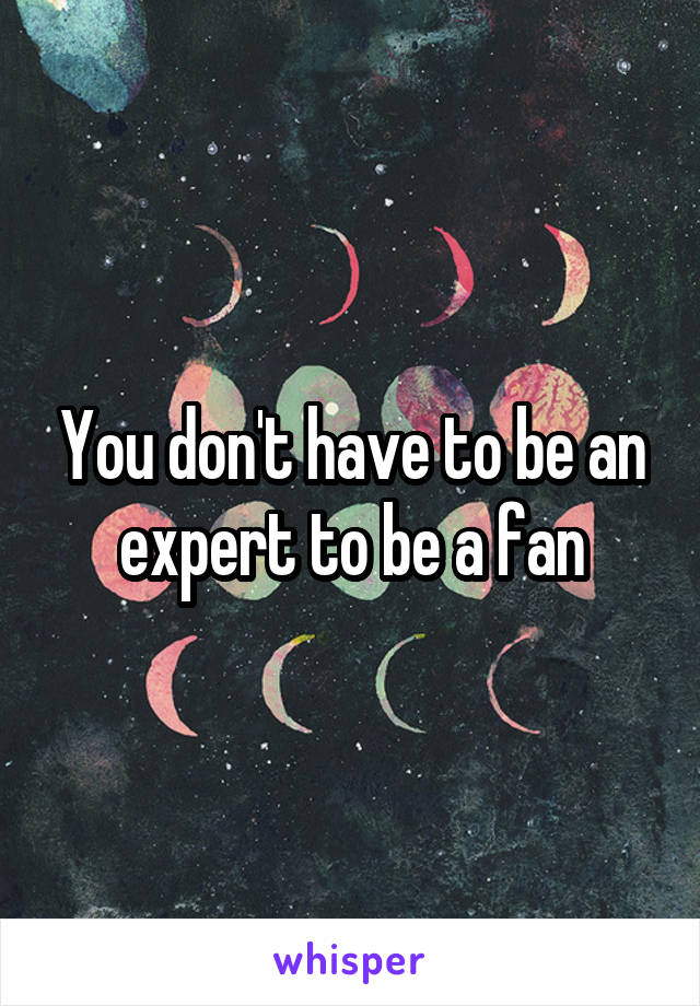 You don't have to be an expert to be a fan
